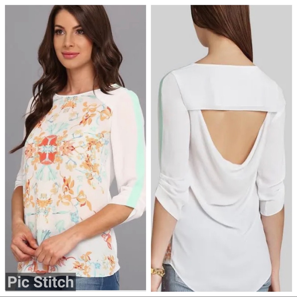 LIKE NEW‼️BCBGMaxAzria “ANDIE” Floral Draped Tunic Blouse -XS